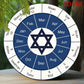 Star of David Hebrew Month Plaque - English Translation Wall Decor for Room Cafe, Jewish Themed Wall Decoration