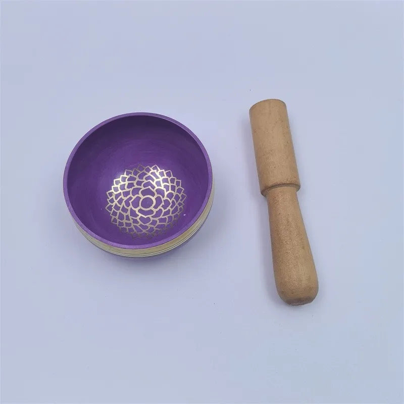 Buddhist Sound Bowls Therapy Meditation Mindfulness Yoga Ornaments Colorful Nepal Tibetan Singing Bowl Chakras Handmade Copper