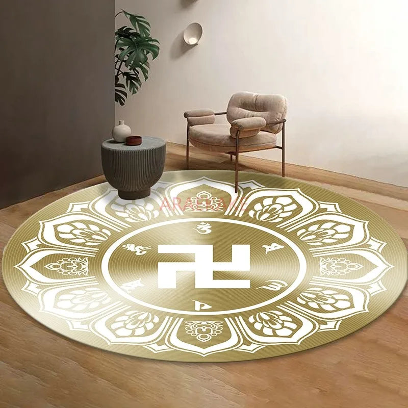 Six character mantra floor mat meditation mat energy yoga meditation mat circular anti slip mat