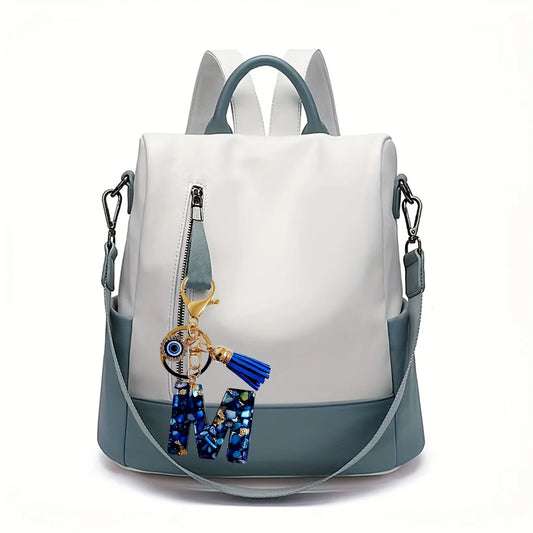 Blue Resin Initial Keychain - Evil Eye Letter Charm with Rhinestones & Tassel, Stylish Gift for Women, Lobster Clasp Accessory