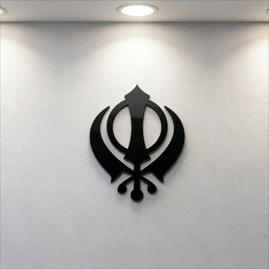 Khanda Icon Acrylic Sign Double Sword Design Wall Art Home Decor Self Adhesive Door