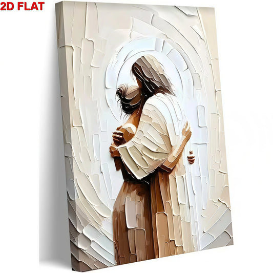 2D 1PC Wrapped Canvas Painting Jesus hugging woman in his arms theme wall art interior framed painting