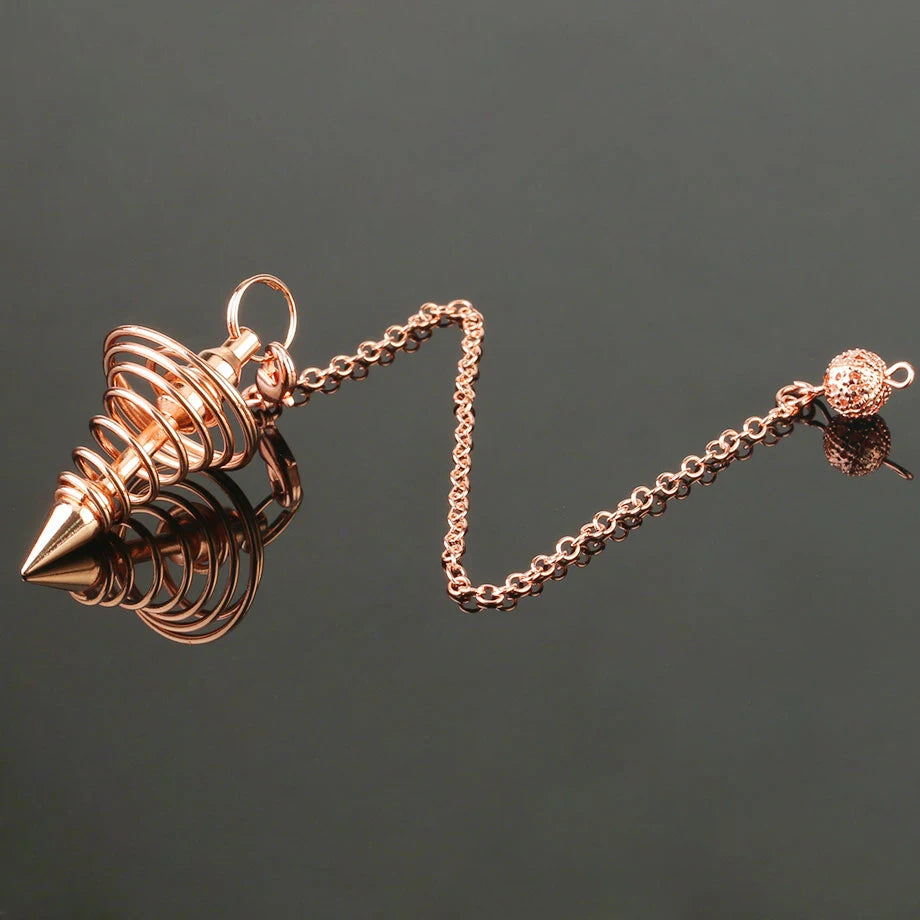 Silver Color Copper Metal Pendulum for Dowsing Divination Energy Reiki Healing Pointed Meditation Witch Spiritual Pendulos X092