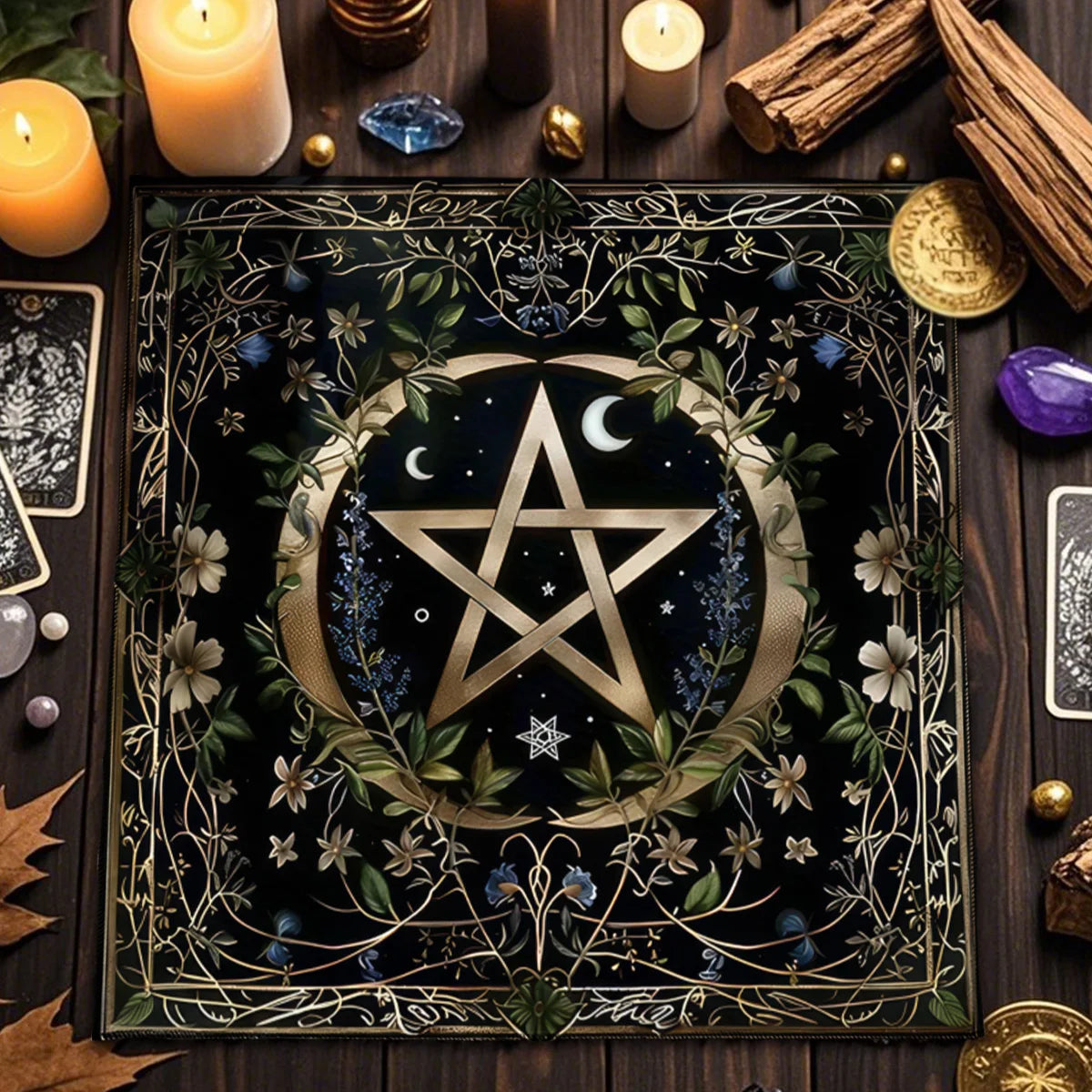 Gothic Decorative Tablecloth Tarot Tablecloth Tarot Enthusiast Astrology Ritual Cloth Polyester Altar Decorative Pad