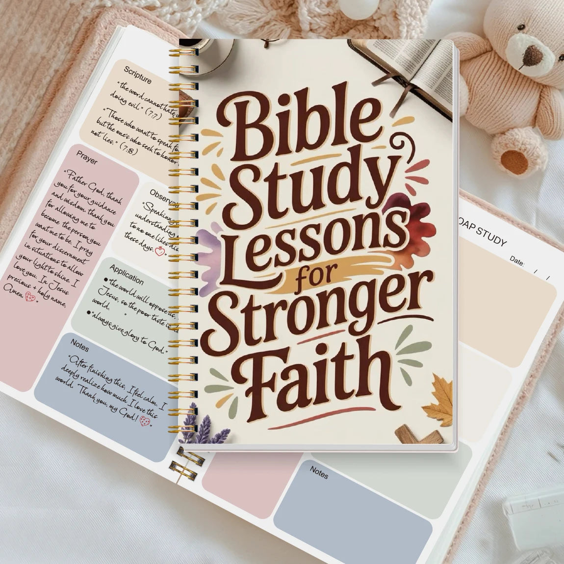 A5 Bible Study Notebook Spiral Bound, SOAP Method Christian Journal, Scripture Observation Prayer Faith Journal