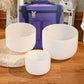 KVKA 10"E 8"G 6"B 432hz 440hz Frosted Quartz Crystal Singing Bowl Chakra Set of 3 pcs for Yoga Sound Healing Musical Meditation