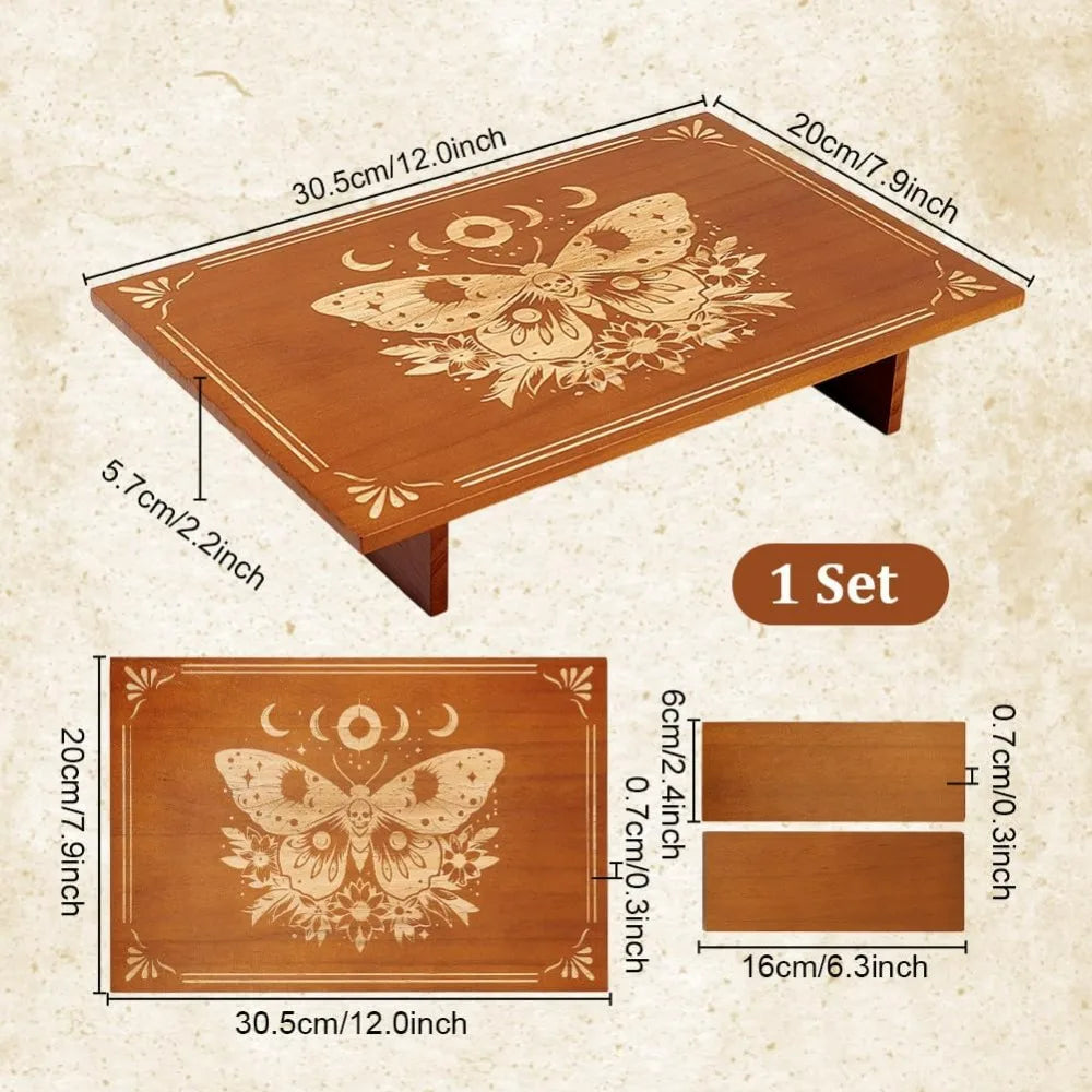 Butterfly Phases Altar Table 12 x 7.8 inch Wooden Table Altar Wood Wiccan Tables Buddhist Shrine Butterfly Tables