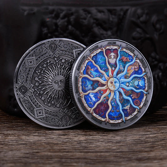 2023 Twelve Constellation Sun Moon God Lucky Coin Bronze Color Commemorative Coin Constellation Lover Small Gift Ornament