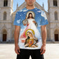 Christian Mother Of God Virgin Mary Jesus Loves Casual Tee Tops Short Sleeve Women's Men Adult and children's clothing Tshirt