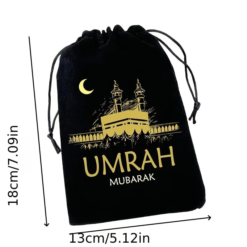 5pcs Gold Black Umrah Mubarak Bags Muslim Islamic Ramadan Kareem Iftar eid al-Fitr Decoration Keepsake Gift Present