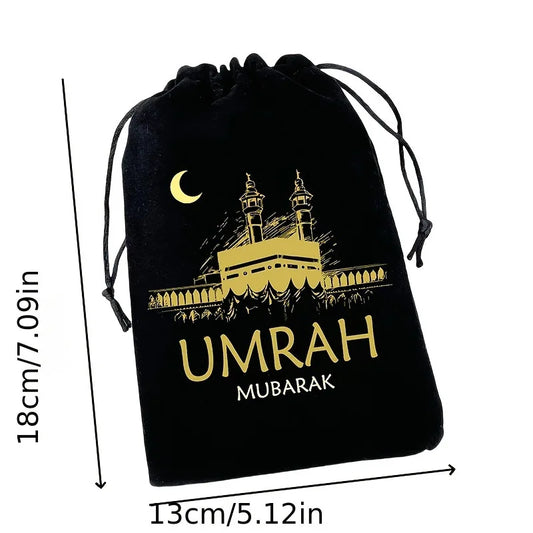 5pcs Gold Black Umrah Mubarak Bags Muslim Islamic Ramadan Kareem Iftar eid al-Fitr Decoration Keepsake Gift Present