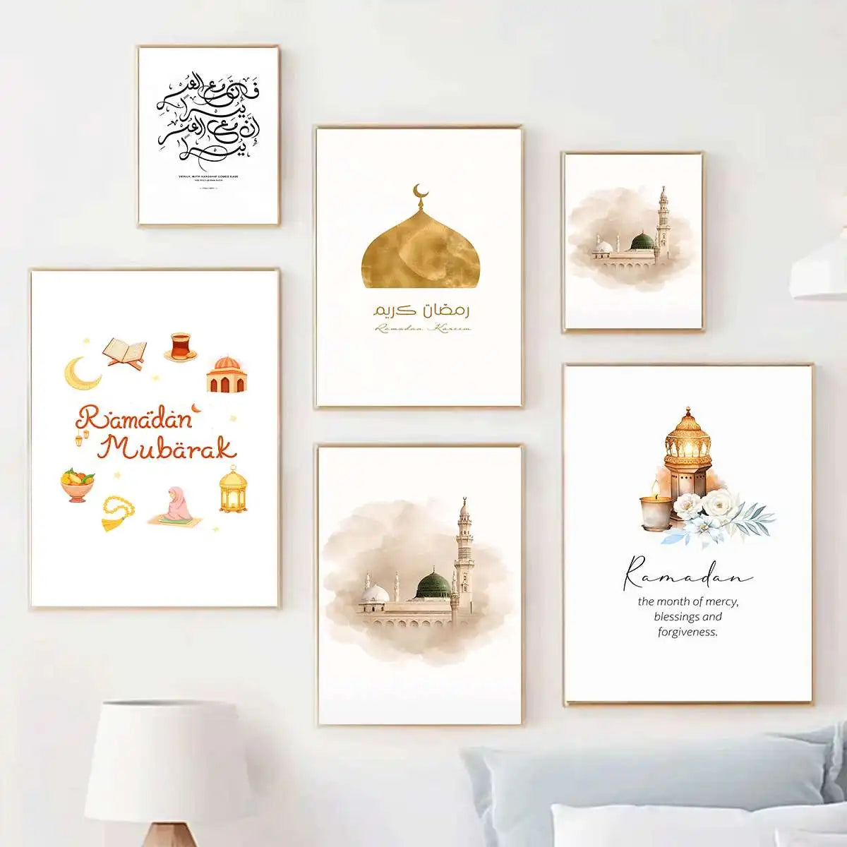 Islamic Grand Mosque Architectural Art, Sacred Holy Place Canvas Print, Muslim Home Wall Decor Prayer Room Ramadan Eid Gift