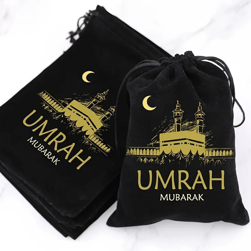 5pcs Gold Black Umrah Mubarak Bags Muslim Islamic Ramadan Kareem Iftar eid al-Fitr Decoration Keepsake Gift Present