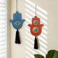 1pc Hamsa Hand Wall Hanging Decor, Blue & Red Evil Eye Tassel Ornaments, Boho Home Decor Pendant, Living Room & Gift Decoration