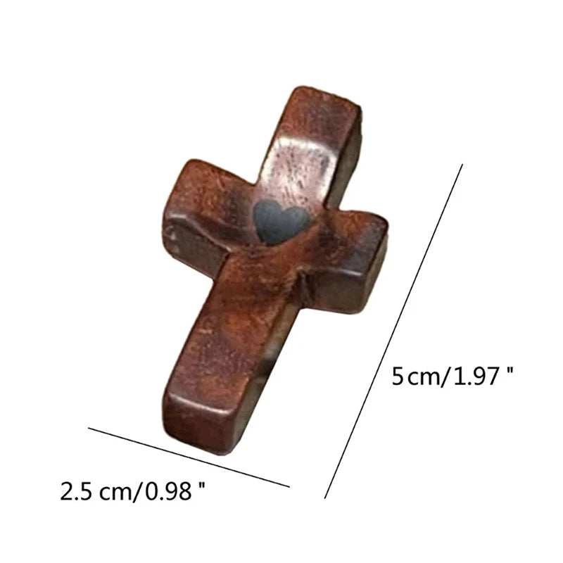 1pc Wooden Crucifix Comfort Holding Cross Pocket Small Size Handheld Christian Prayer Cross Stress Relief Encouragement Gift