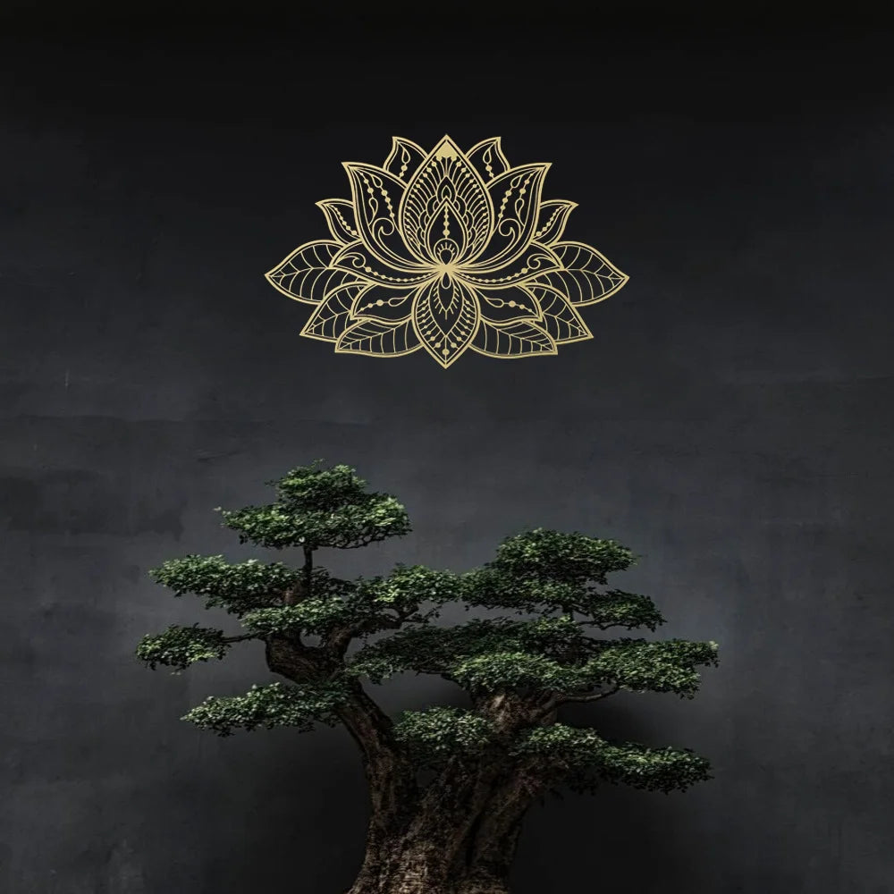Iwa Motif Radiant Mandala Metal Wall Sculpture | Lotus Bloom Zen Decor | Halloween & Christmas Gift