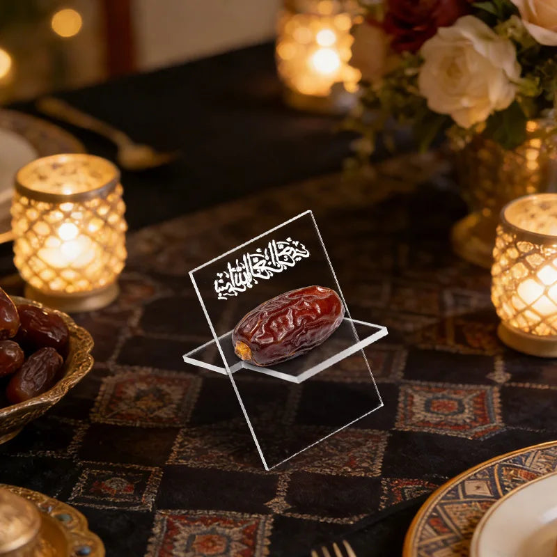5Pcs Ramadan Acrylic Date Stands Eid Al-Adha Food Dessert Mini Tray Holder Muslim Islamic Party Home Table Decoration Supplies