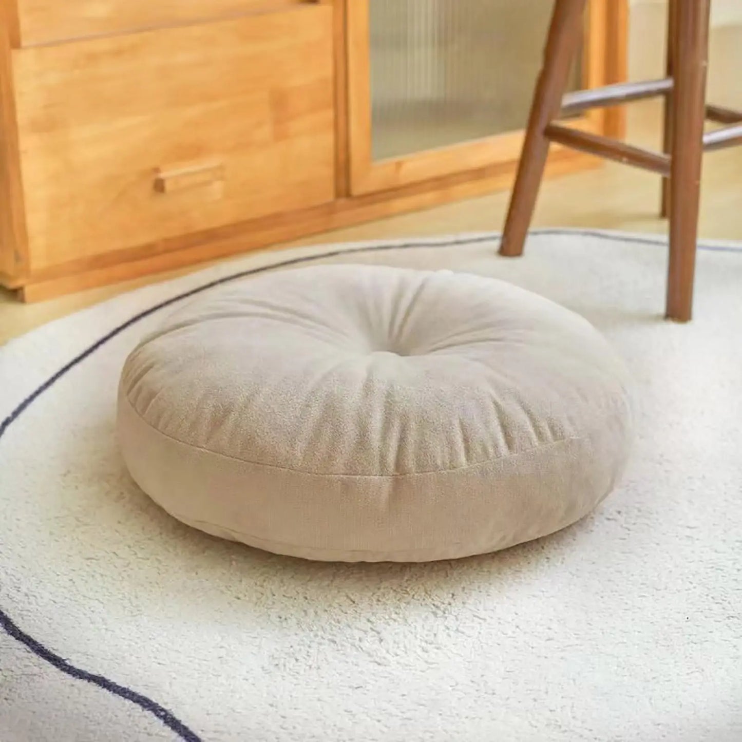 Thick Round Cushion,Soft & Comfortable Full-Filled Meditation Yoga Pillow, Bohemian Zen Home Decor in Vibrant Orange