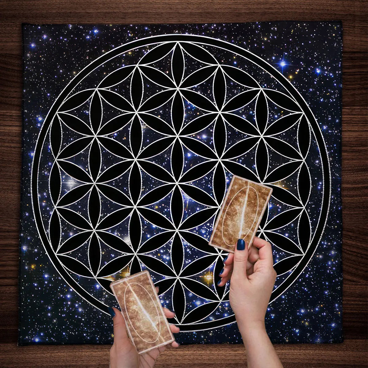 Tarot Tablecloth Mandala Flower Of Life Altar Cloth For Divination Meditation Circle Galaxy Tarot Mat Spiritual Oracle Card Pad