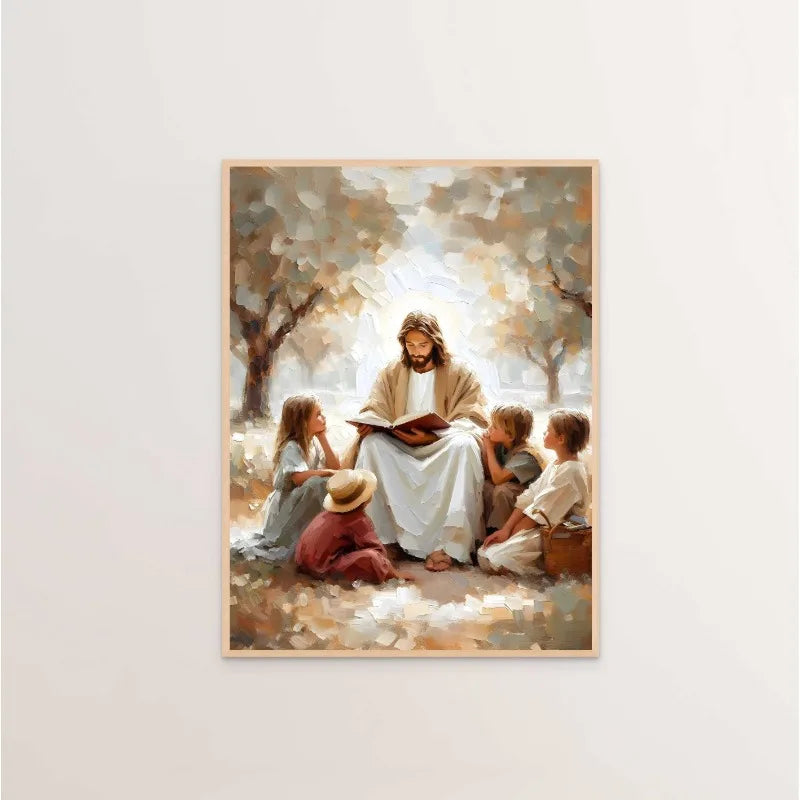 Modern Christian Believer Poster Jesus Praying Shepherd Bible Verse Easter Canvas Painting Wall Art for Kids Room Home Decor
