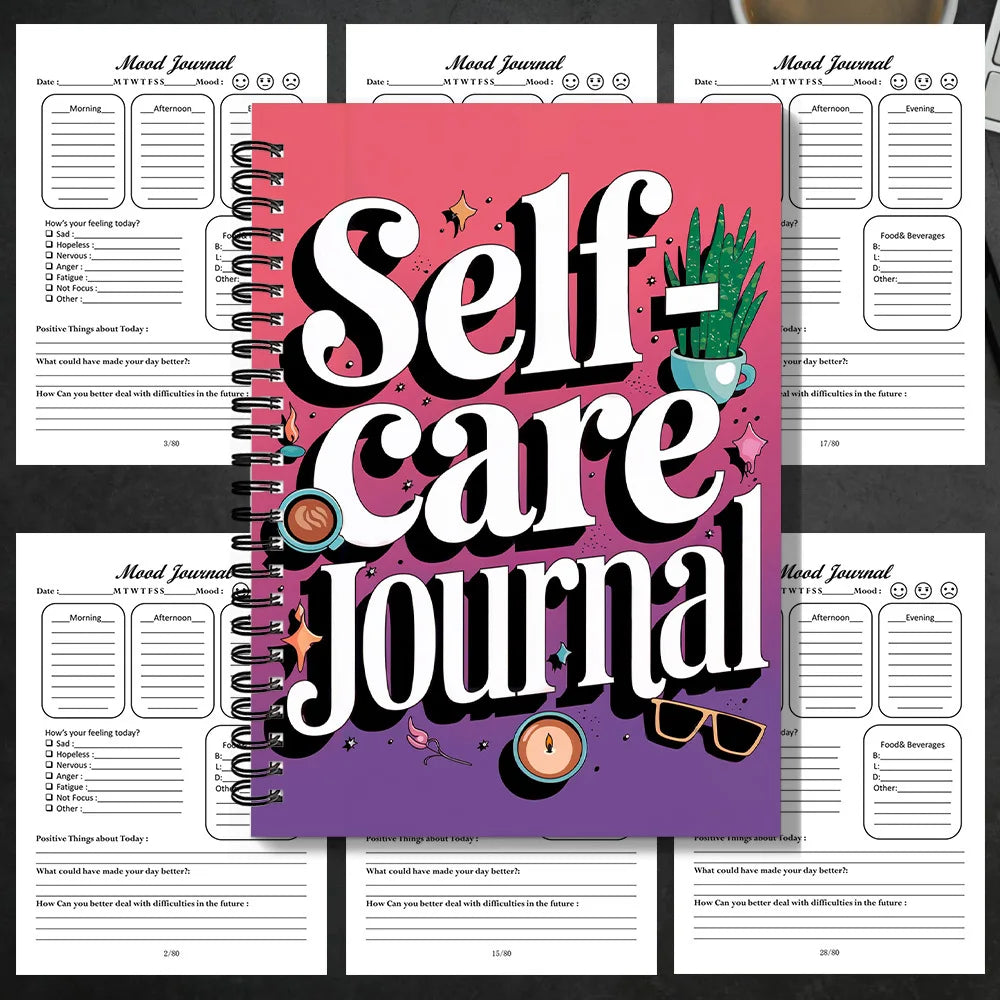1PC Vibrant Pink Self-Care Emotion Diary For Daily Mental Wellness Tracking, Mood Recording & Self-reflection For Adults Seeking