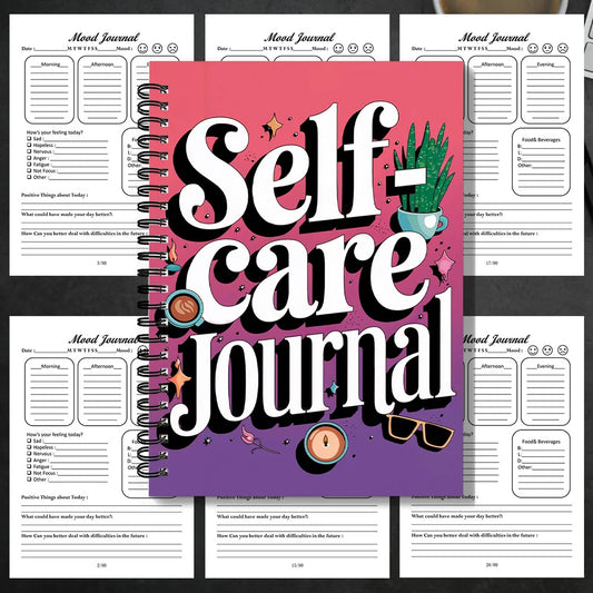 1PC Vibrant Pink Self-Care Emotion Diary For Daily Mental Wellness Tracking, Mood Recording & Self-reflection For Adults Seeking