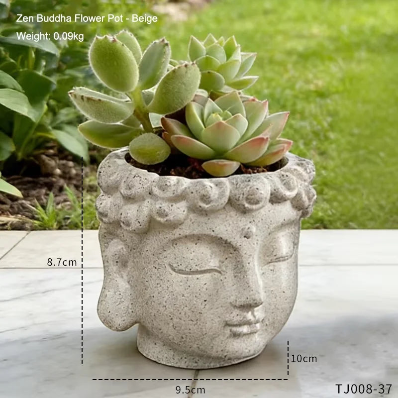 Creative Buddha Statue Flowerpot Green Potted Plants Container Home Courtyard Garden Decor Resin Handicrafts Ornament Gift
