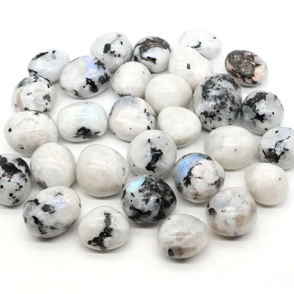 Natural Tumbled Stones Bulk Polished Moonstone Rocks Gemstones Assorted Healing Crystals for Home Garden Tank Aquarium Decor