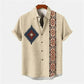 Men's shirt ethnic style 3D printing henley shirt, men's fashion button down collar short sleeve, high quality men's tops