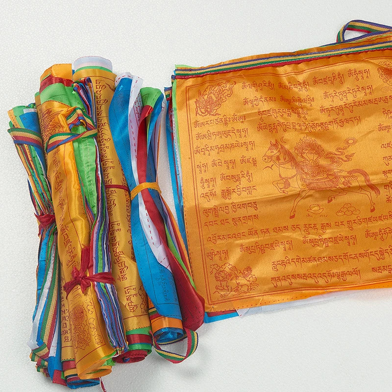 20Pcs/Set 20pcs Tibetan Buddhist Prayer Flags Fabric Craft Tibet Decorative Flags Colour Print Flag Artificial Silk