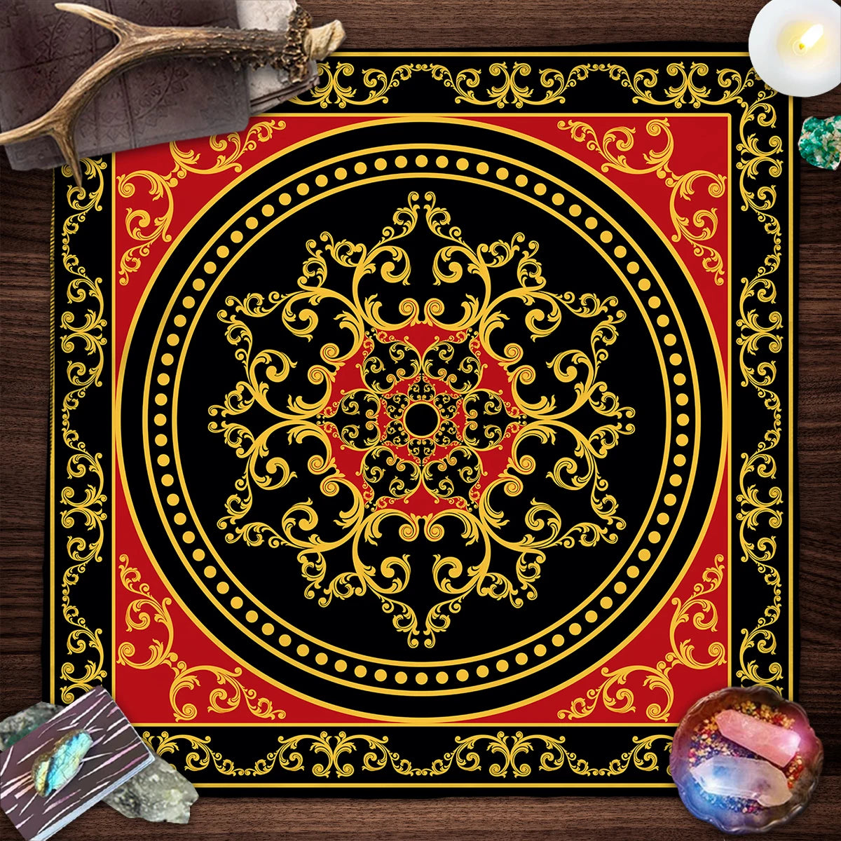 Tarot Tablecloth Mandala Flower Of Life Altar Cloth For Divination Meditation Circle Galaxy Tarot Mat Spiritual Oracle Card Pad