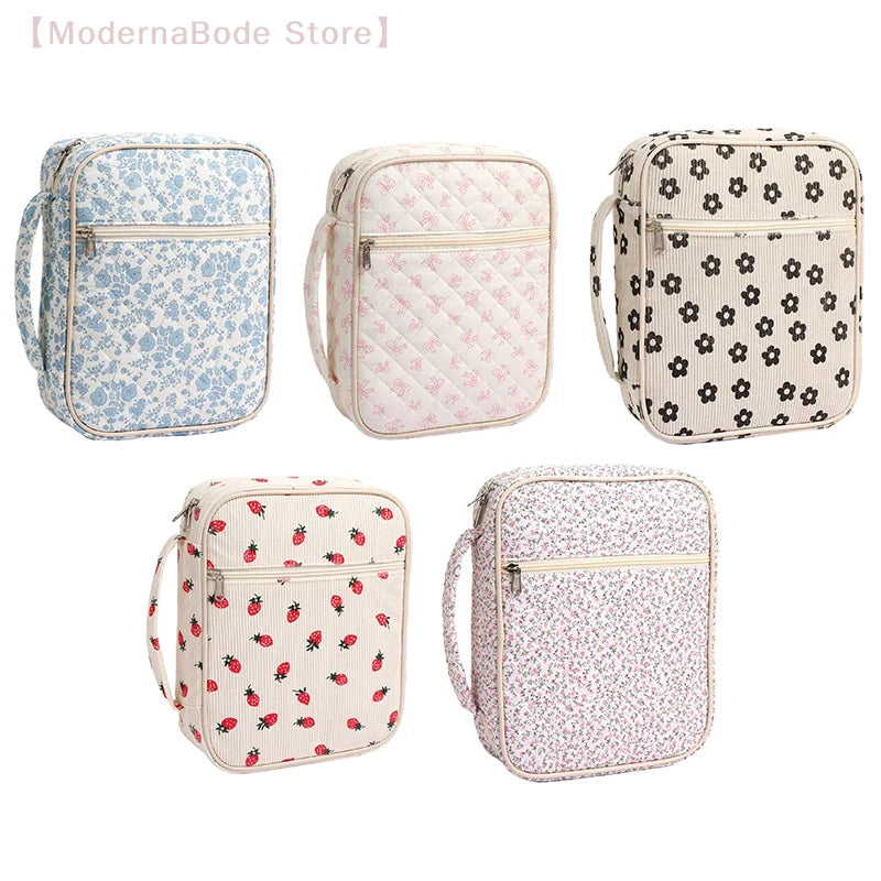 Large Bible Cover Case For Women Quilted Bible Bag Floral Bible Storage Bags With Zipper Pocket And Handle Bible Study Supplies