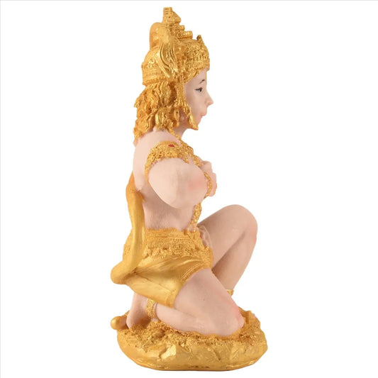 (ABAB) Gold Hanuman Statue Indian Lord Sculpture India Figurine Collection Idol Murti Pooja Sculpture for Decor Ornament