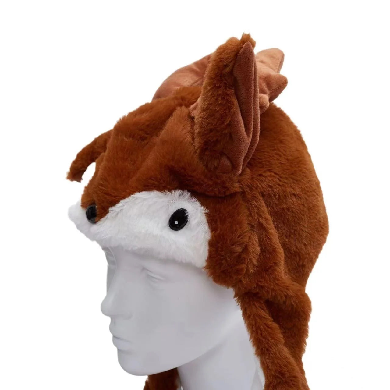 Plush Christmas Hat Interactive Game Windproof Elk Christmas Dress Up Doll Hat Cute Cartoon Santa Hat Ears Move Party Headdress