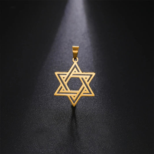 EUEAVAN 1pc Jewish Star of David Hexagram Pendant Stainless Steel Amulet Charms for Jewelry Making Necklace Supplies