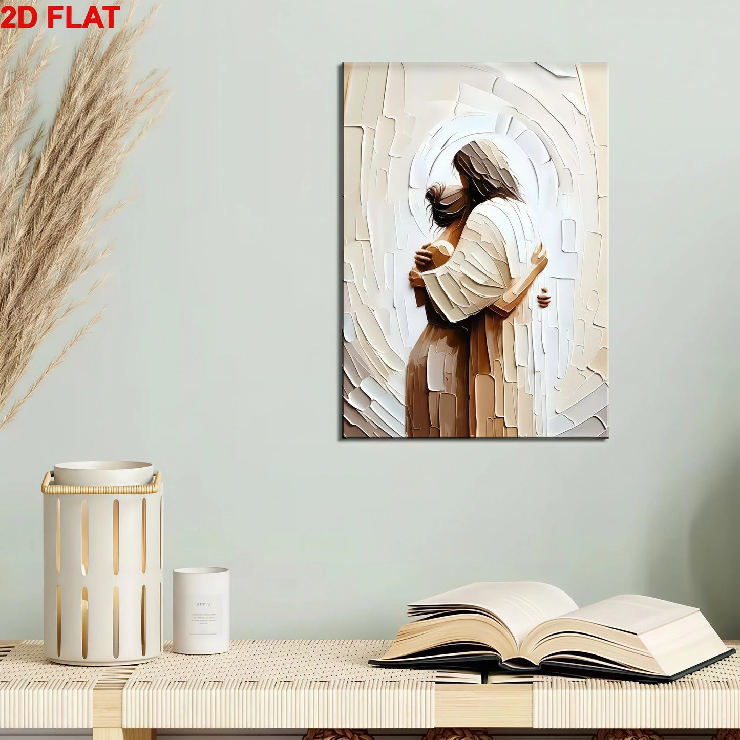 2D 1PC Wrapped Canvas Painting Jesus hugging woman in his arms theme wall art interior framed painting