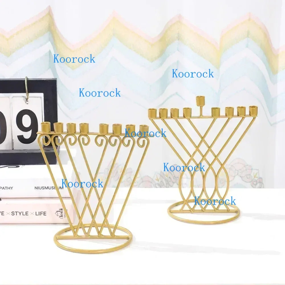 Hanukkah party iron craft decorations, Sabbath gift Chankiah Menorah, 9 lamp Judaica candle holders,