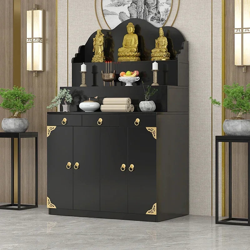 A  New Chinese Household Altar Incense Burner Table Economical Altar Three-Layer Heightening Buddha Shrine feng shui