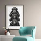 Three Wise Monkeys Wall Art, See No Evil Hear No Evil Speak No Evil Poster, Black and White Illustration, Printable Animal Decor