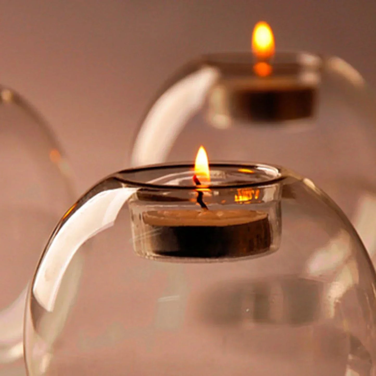 6/12Pcs Transparent Glass Candle Holder with LED Candles for Dining Home Table Centerpieces Valentine's Day Halloween