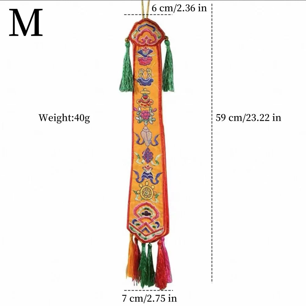 Nepal Handmade Eight Auspicious Flags,Tibetan Tassel Embroidery Decorative Handicrafts,Auspicious Hand Drum Flags Buddhist Item