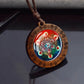 Sri Yantra Mandala Glass Necklace Wood Pendant Buddhist Sacred Geometry Jewelry Spiritual Yoga Gift