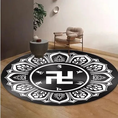 Six character mantra floor mat meditation mat energy yoga meditation mat circular anti slip mat
