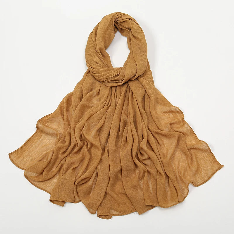New Crinkle Rayon Hijab For Women Muslim Scarf Long Shawls Solid Islamic Turban Headband Heascarf Wraps Ramandan Headband