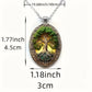 New Fashionable and Elegant Tree of Life Pattern Elliptical Glass Alloy Pendant Necklace Jewelry Wholesale