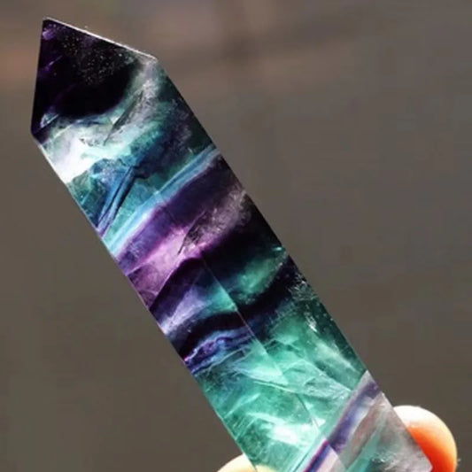 Natural Fluorite Crystals Obelisk Colorful Healing Stone Point Hexagonal Column 4-9cm Crystal Wand Gift for Home Office Decor