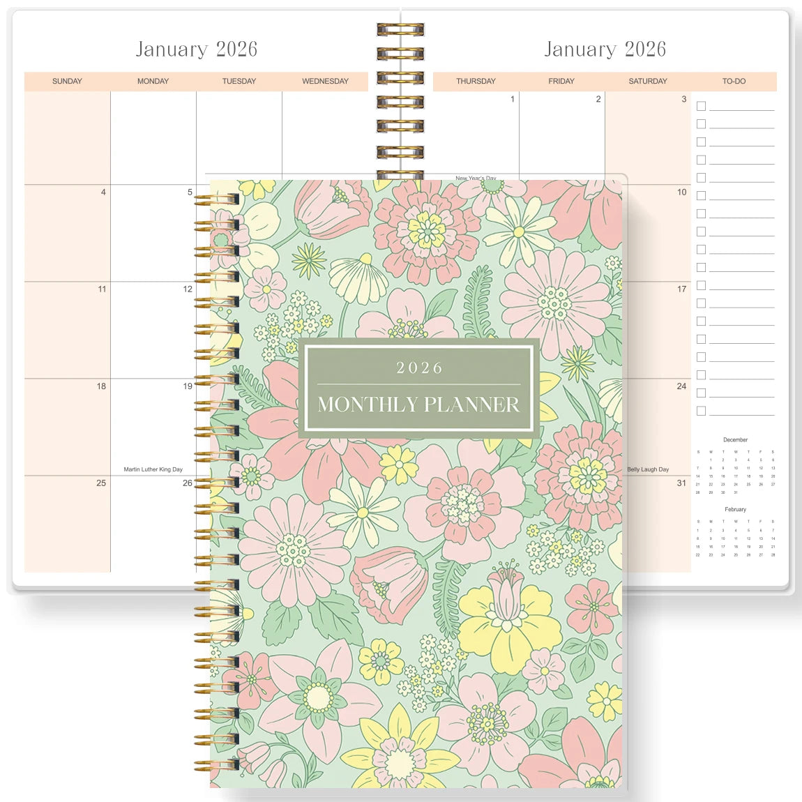 2026 A5 Monthly Planner, Floral Cover,Academic Agenda with Notes&To Do List,Perfect for Productivity,Time Management,Great Gift