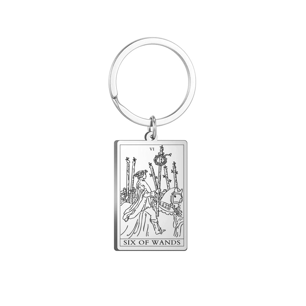Dawapara Tarot Cards Keychains Stainless Steel Vintage Amulet Good Luck The Major Arcana Keyring Wiccan Jewelry