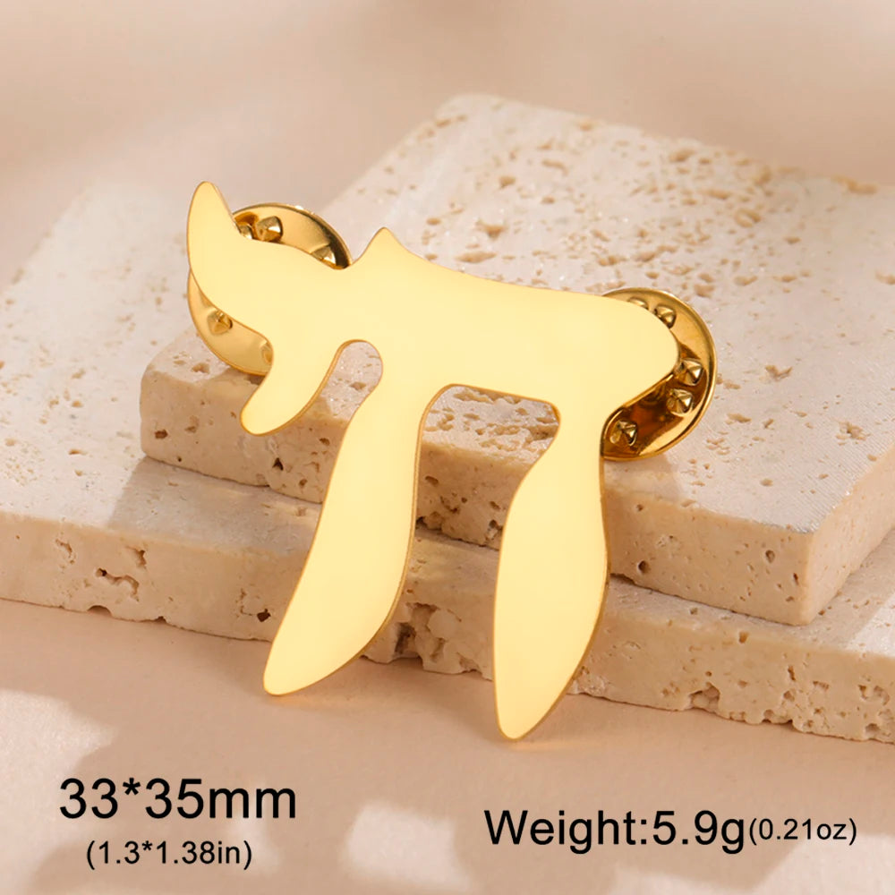 Dawapara Hebrew Letter Chai Brooch Star of David Menorah Jewish Symbol Lapel Pins Hanukkah Gift Stainless Steel Jewelry