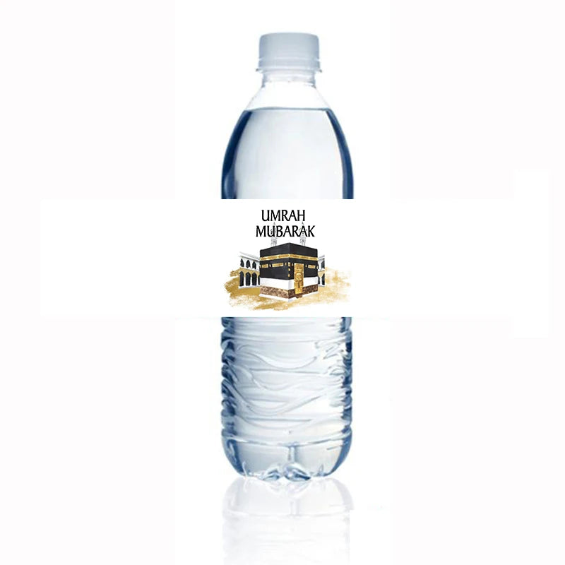 Umrah mubarak Water Bottle Sticker hajj mubarak Bottle Labels Paper Wrapper Eid Party Supplies